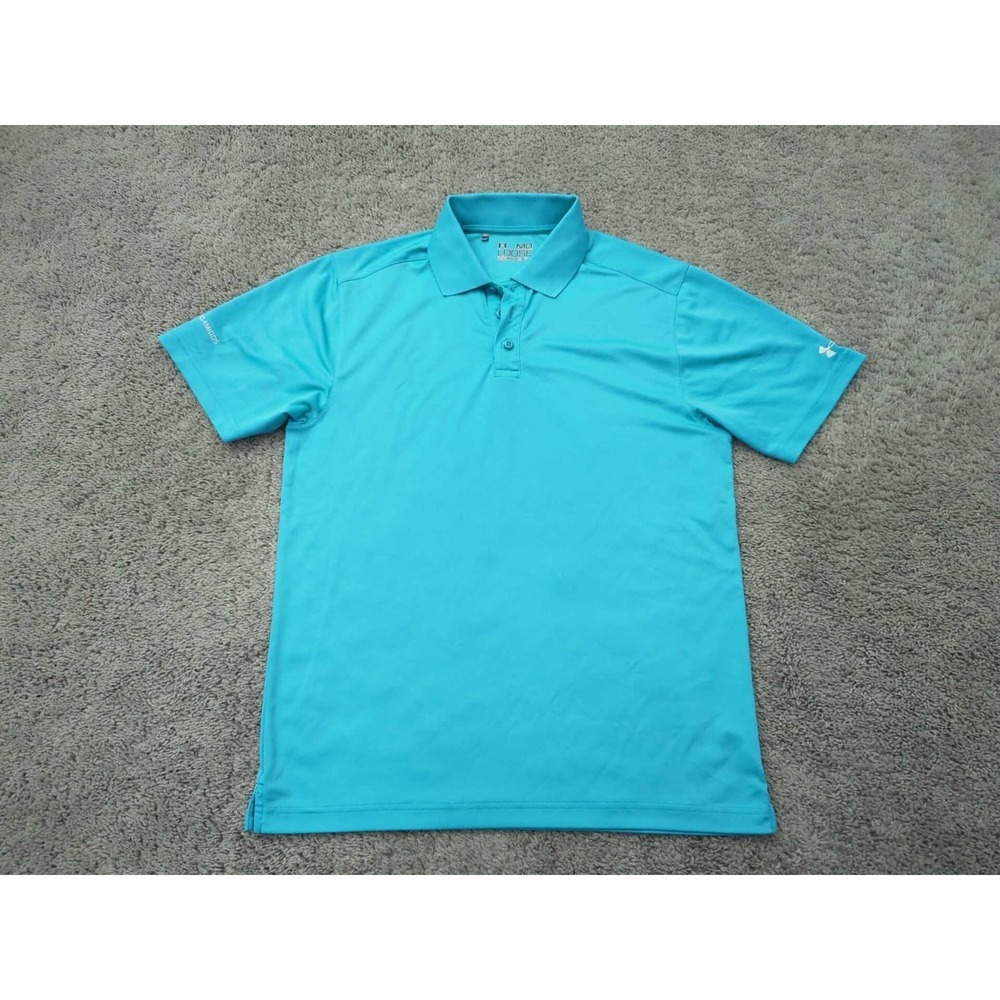 Petro Amigos Polo Shirt Mens M Short Sleeve Under Armour‎ Loose HeatGear Blue